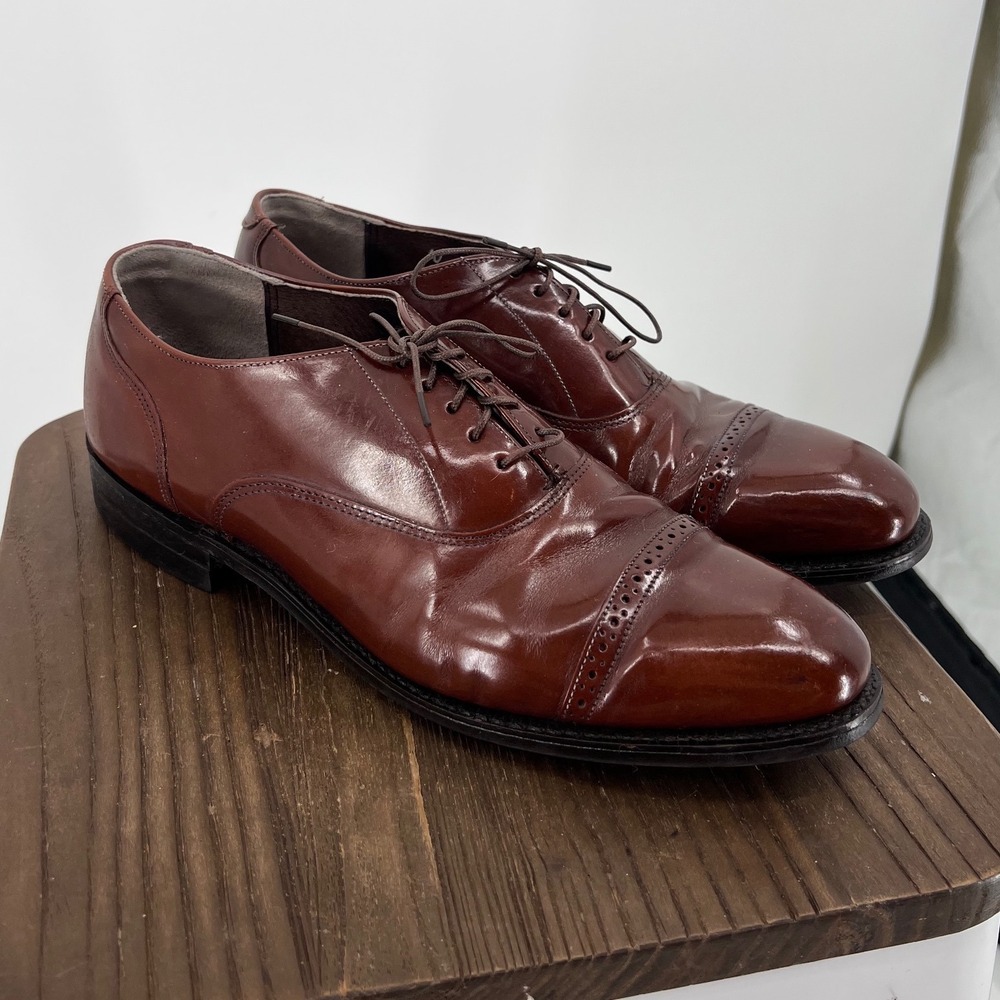 Stuart McGuire Brown Leather Cap-Toe Oxford Dress Shoes - Men's Size 10D